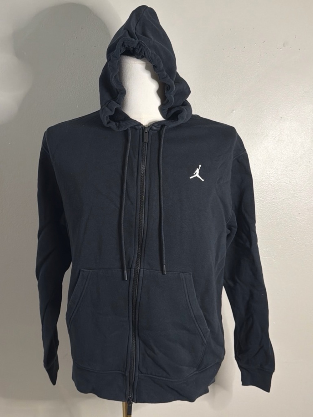 Jordan Men's Black Zip-Up Hoodie with White Jumpman
